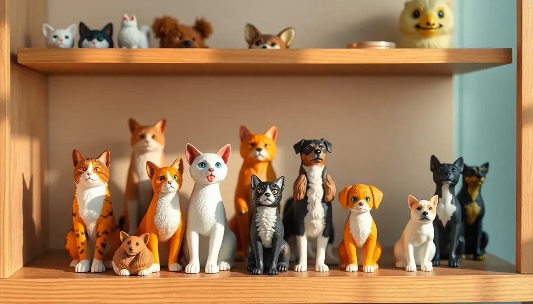 Detailed cat and dog figures that capture the attention of pet lovers.