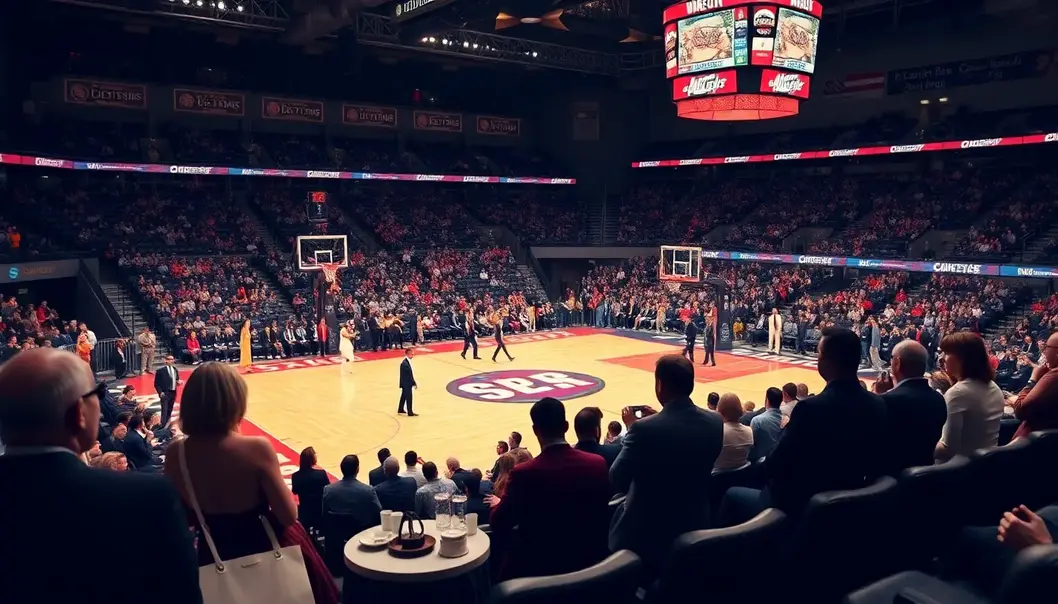 The opulent courtside experience at an NBA game.