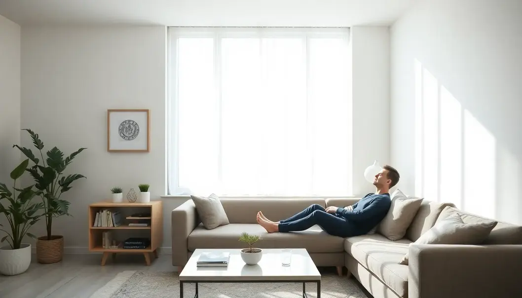 A clutter-free living room that promotes relaxation and mental clarity.