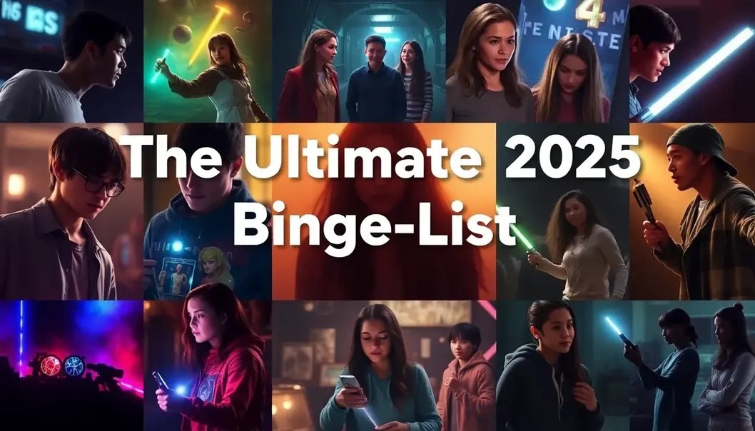 A collage featuring scenes from diverse 2025 TV shows loved by teenagers.