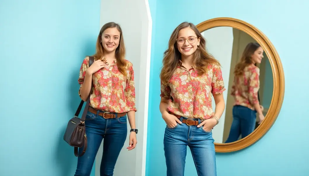 Teens exploring a vintage store packed with retro treasures.